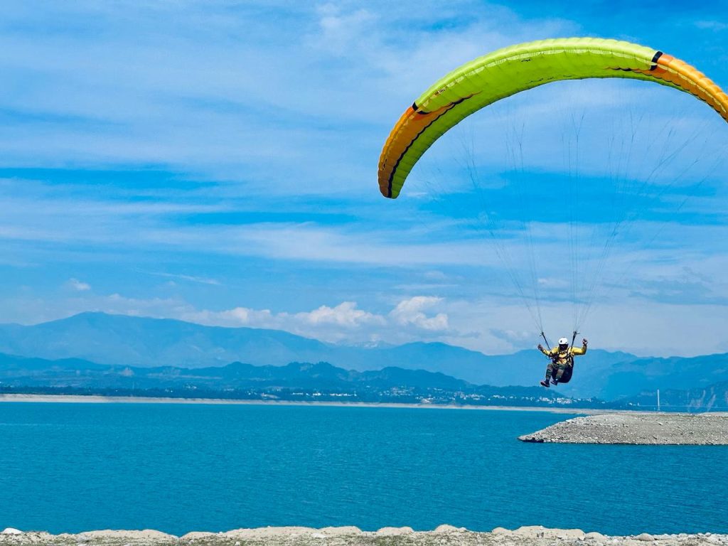Indian Army Paragliding Pilot approaching for landing
